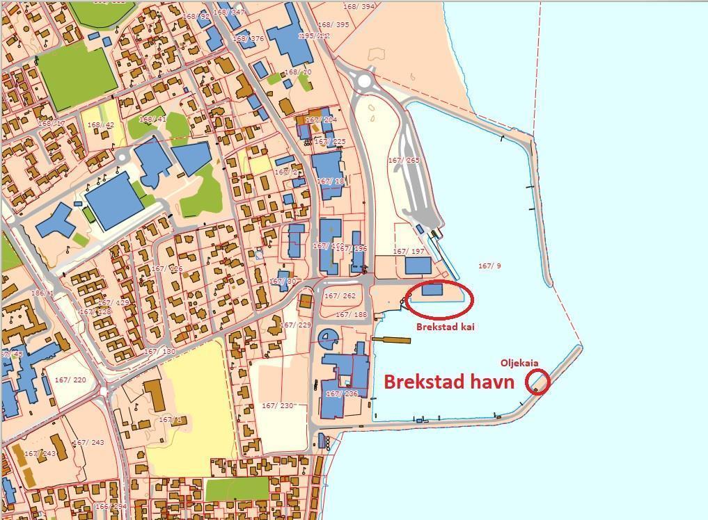 Kartplassering for Brekstad havn - Klikk for stort bilde