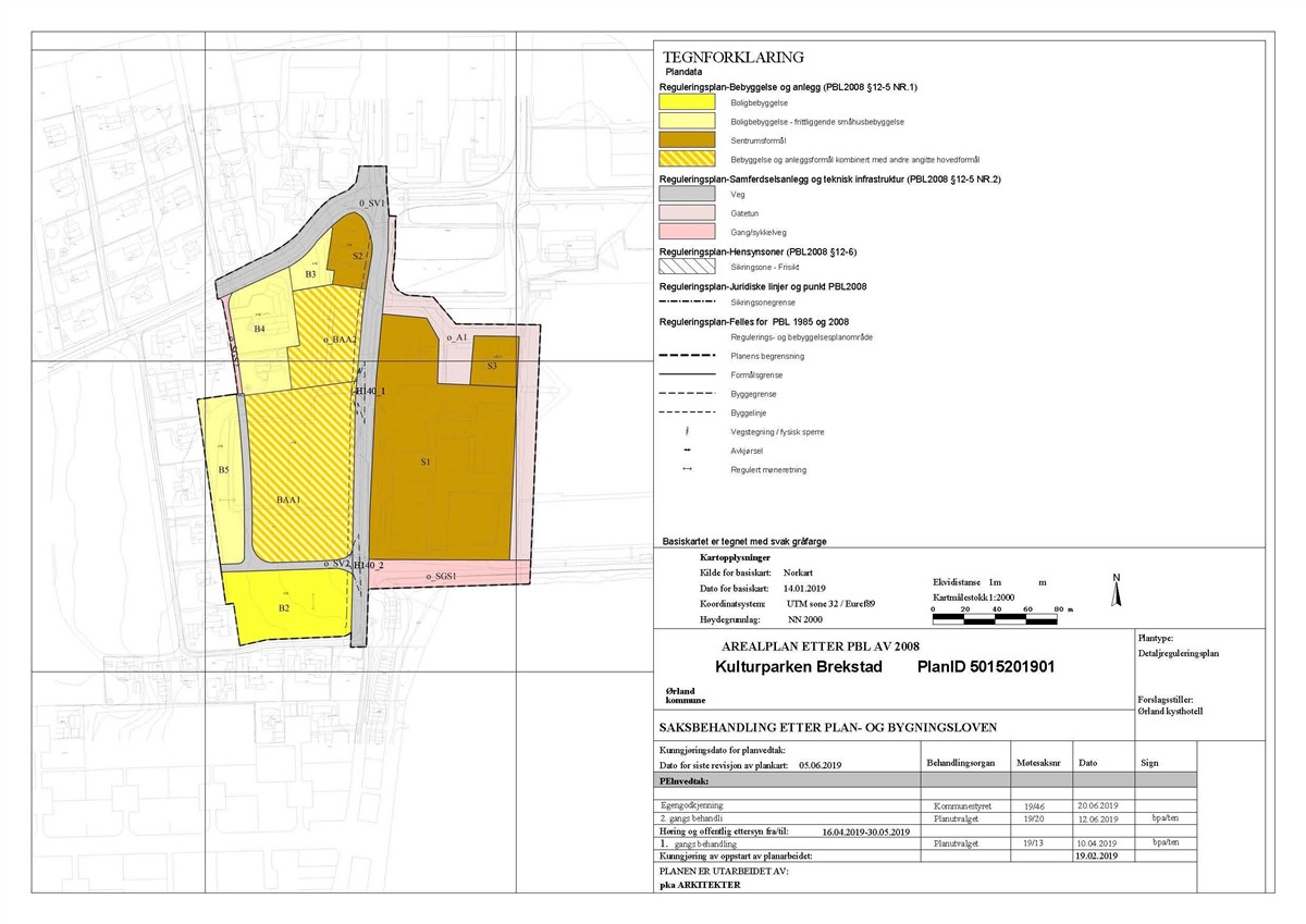Endret reguleringskart for Kulturparken Brektstad - Klikk for stort bilde